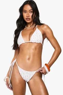 Bas De Bikini Réversible À Motif Fleuri Ditsy Avec Liens Sur Les Côtés