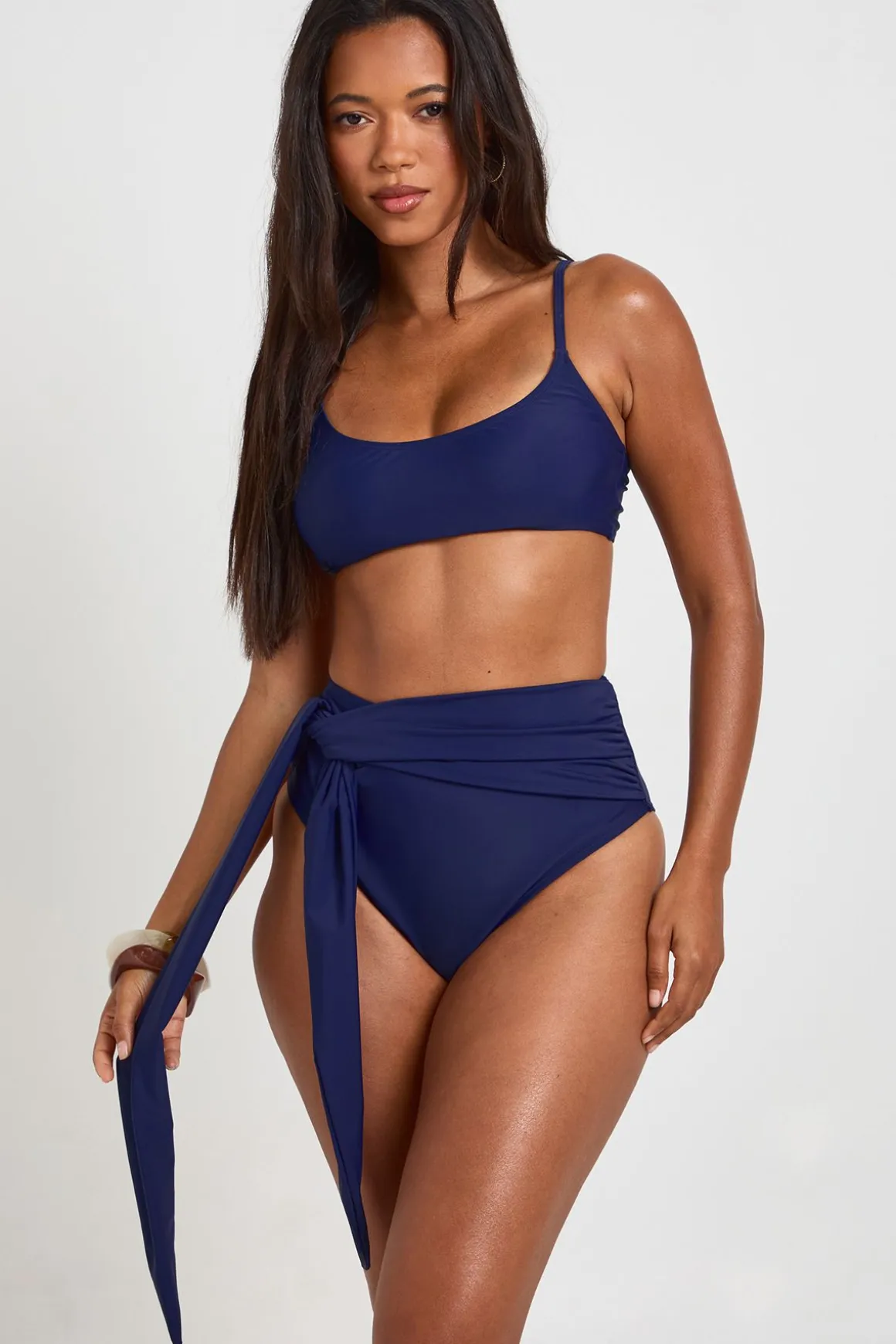 Bas De Bikini Taille Haute Avec Détail Drapé Et Effet Ventre Plat
