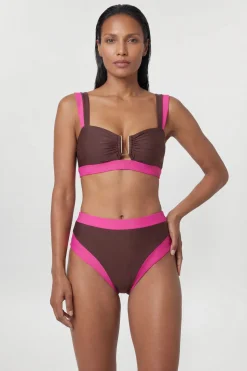 Bas De Bikini Taille Haute À Finitions Contrastées