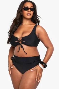 Bas de bikini à taille haute, fronces latérales et contrôle du ventre