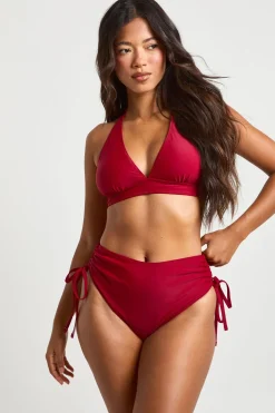 Bas De Bikini Taille Haute Froncé Avec Effet Ventre Plat