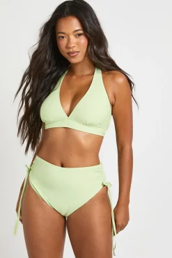 Bas De Bikini Taille Haute Froncé Avec Effet Ventre Plat