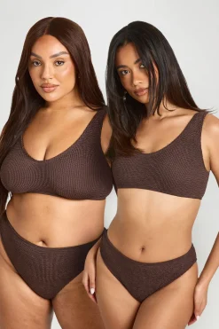 Bas De Bikini Taille Haute Froissé Premium Taille Unique