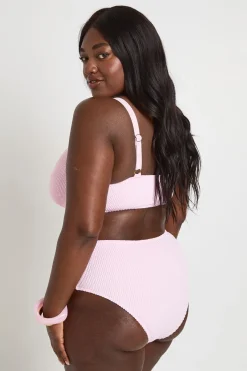 Bas De Bikini Taille Haute Grande Taille Avec Détail Coquillage Et Tissu Gaufré