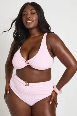Bas De Bikini Taille Haute Grande Taille Avec Détail Coquillage Et Tissu Gaufré
