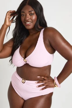 Bas De Bikini Taille Haute Grande Taille Avec Détail Coquillage Et Tissu Gaufré
