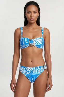 Bas De Bikini Taille Haute À Imprimé Abstrait Bleu