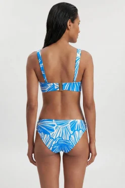 Bas De Bikini Taille Haute À Imprimé Abstrait Bleu