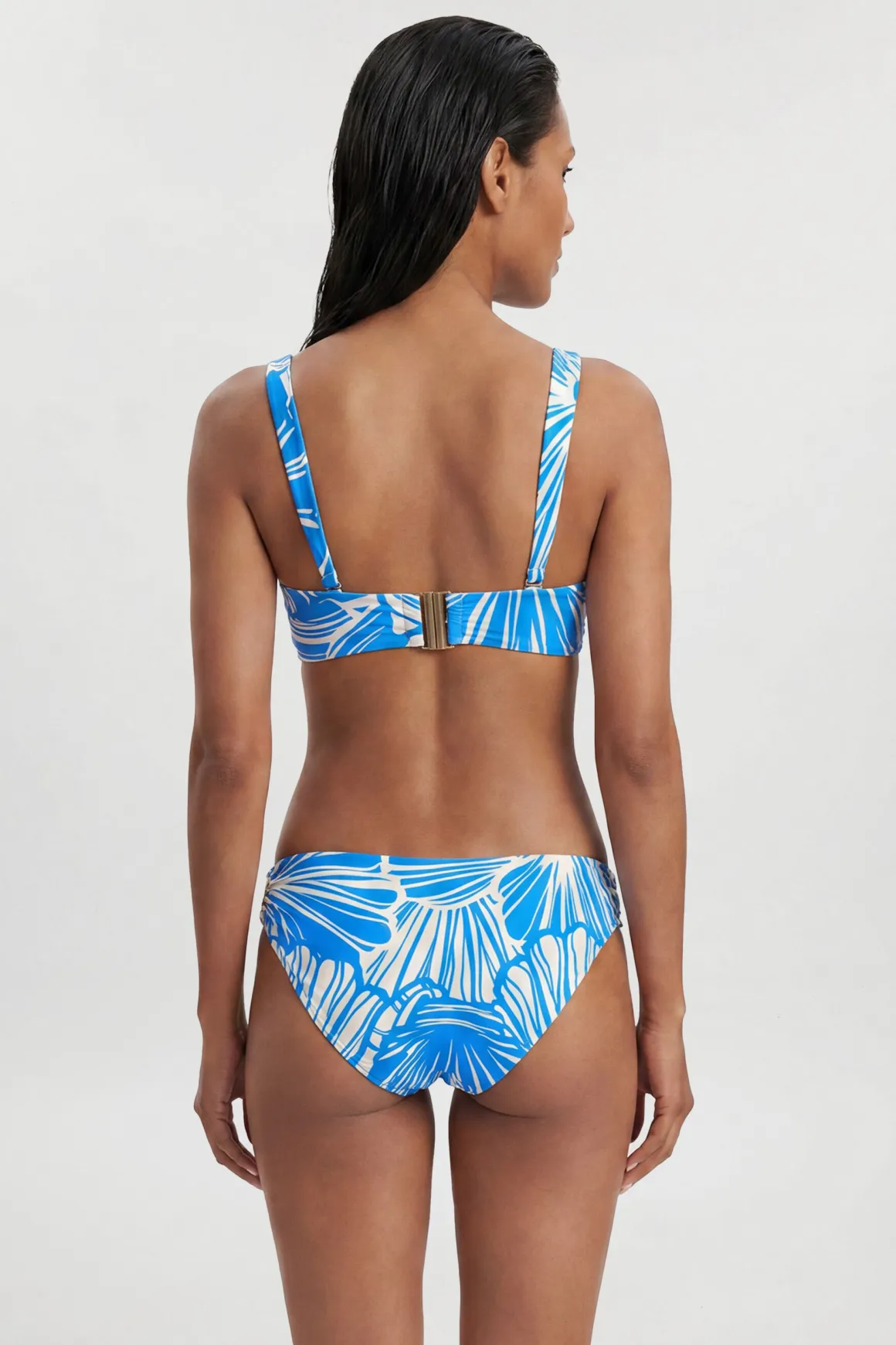 Bas De Bikini Taille Haute À Imprimé Abstrait Bleu