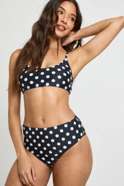 boohoo Bas De Bikini Taille Haute À Pois Essentiels<Femme Pois|Maillots De Bain