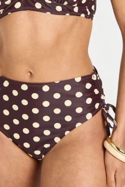 Bas De Bikini Taille Haute À Pois Avec Contrôle Du Ventre Et Fronces