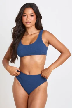 Bas De Bikini Taille Haute Texturé
