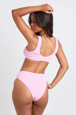 Bas De Bikini Taille Haute Texturé