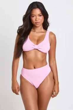 Bas De Bikini Taille Haute Texturé
