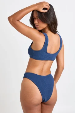 Bas De Bikini Taille Haute Texturé Coupe Échancrée