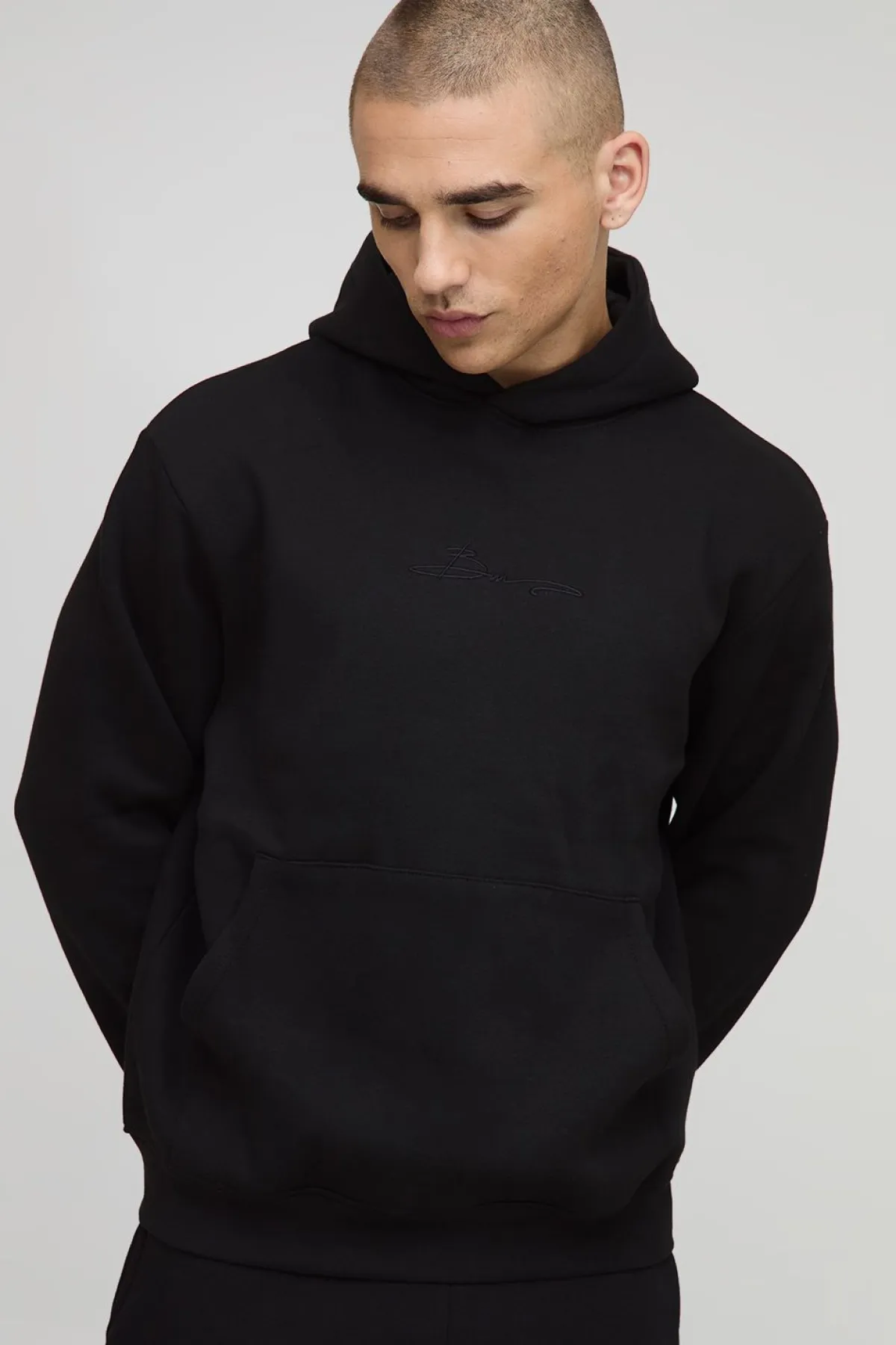 boohooMAN Basic BM Signature Regular Fit Pull-over à capuche<Homme Sweats À Capuche Et Sweatshirts|Sweats À Capuche Et Sweats