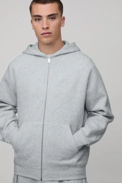 boohooMAN Basic BM Signature Sweat à capuche Coupe régulière zippé<Homme Sweats À Capuche Et Sweatshirts|Sweats À Capuche Et Sweats