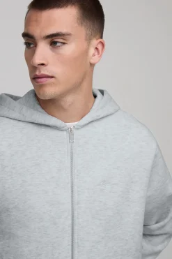 boohooMAN Basic BM Signature Sweat à capuche Coupe régulière zippé<Homme Sweats À Capuche Et Sweatshirts|Sweats À Capuche Et Sweats