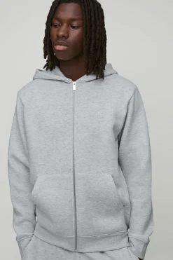Basic Man. Sweat à capuche zippé coupe régulière