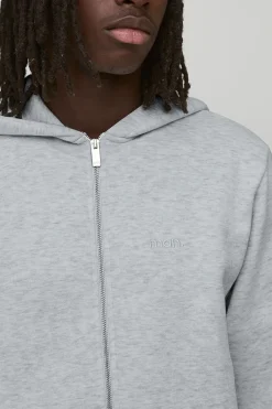 Basic Man. Sweat à capuche zippé coupe régulière