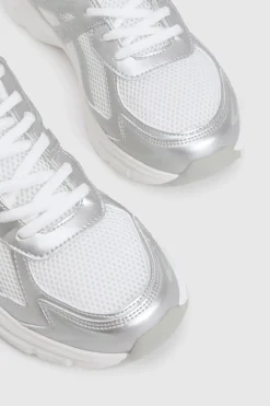boohoo Baskets dad chunky sportives à bande métallique contrastée< Baskets