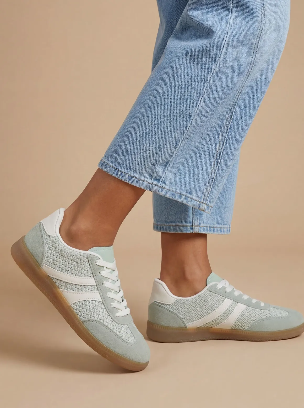 Baskets Jackie À Lacets En Synthétique Rayée