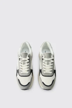 boohooMAN Baskets Running À Empiècements En Mesh Contrastés<Homme Baskets Et Baskets Montantes