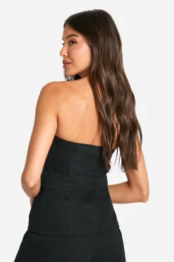 boohoo Belted Bandeau Utility Woven Top<Femme Tops