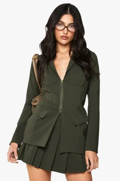 boohoo Bengaline Blazer Ajusté à Crochet et Boucle<Femme Blazers|Manteaux Et Vestes