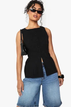 Bengaline Button Through Longline Waistcoat