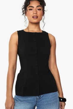 Bengaline Button Through Longline Waistcoat