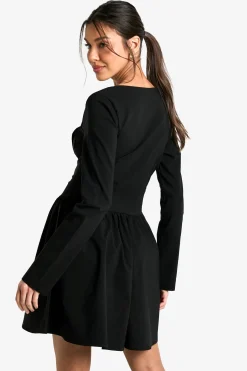 Bengaline Corset Robe Skater à Manches Longues