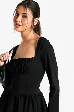 Bengaline Corset Robe Skater à Manches Longues