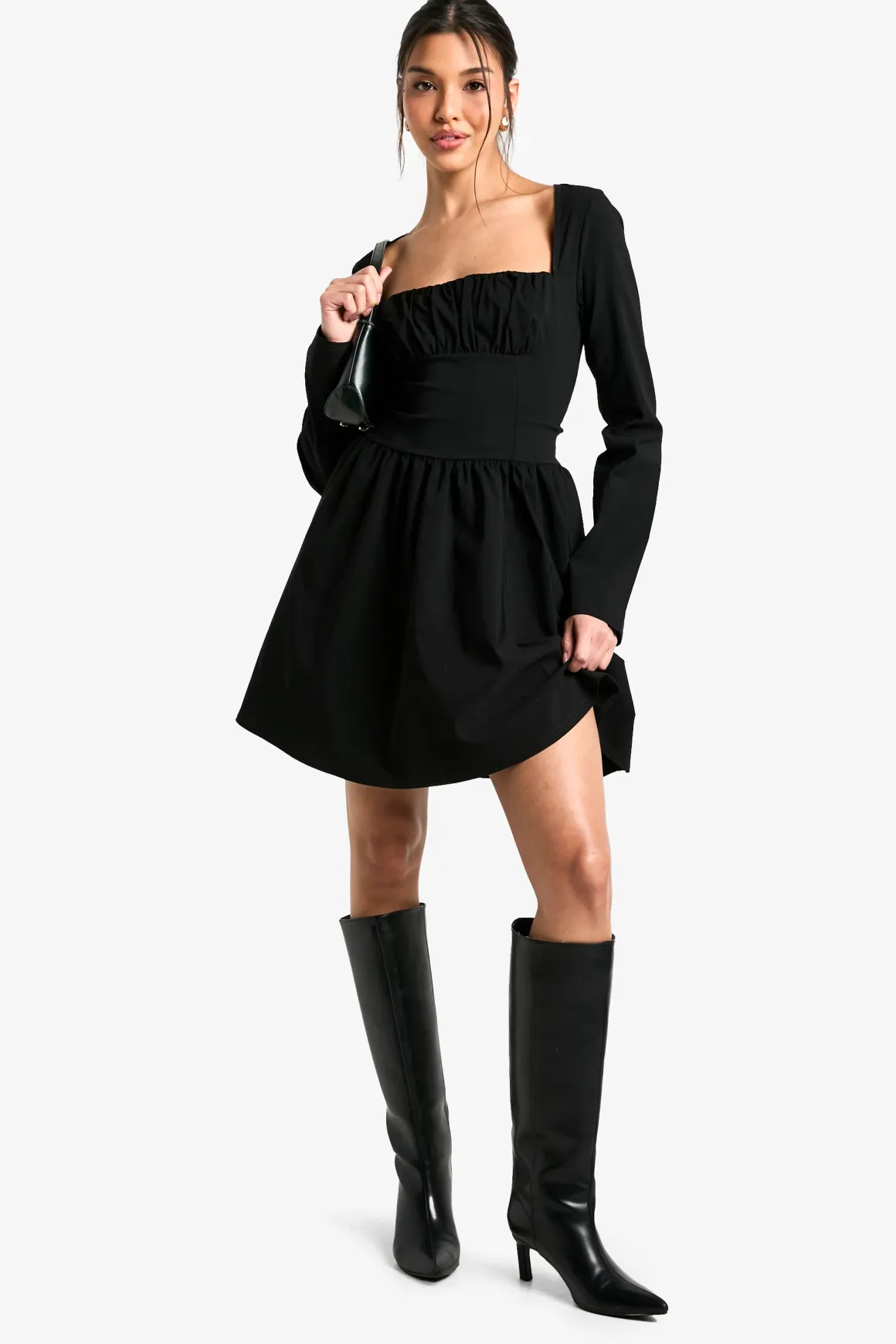 Bengaline Corset Robe Skater à Manches Longues