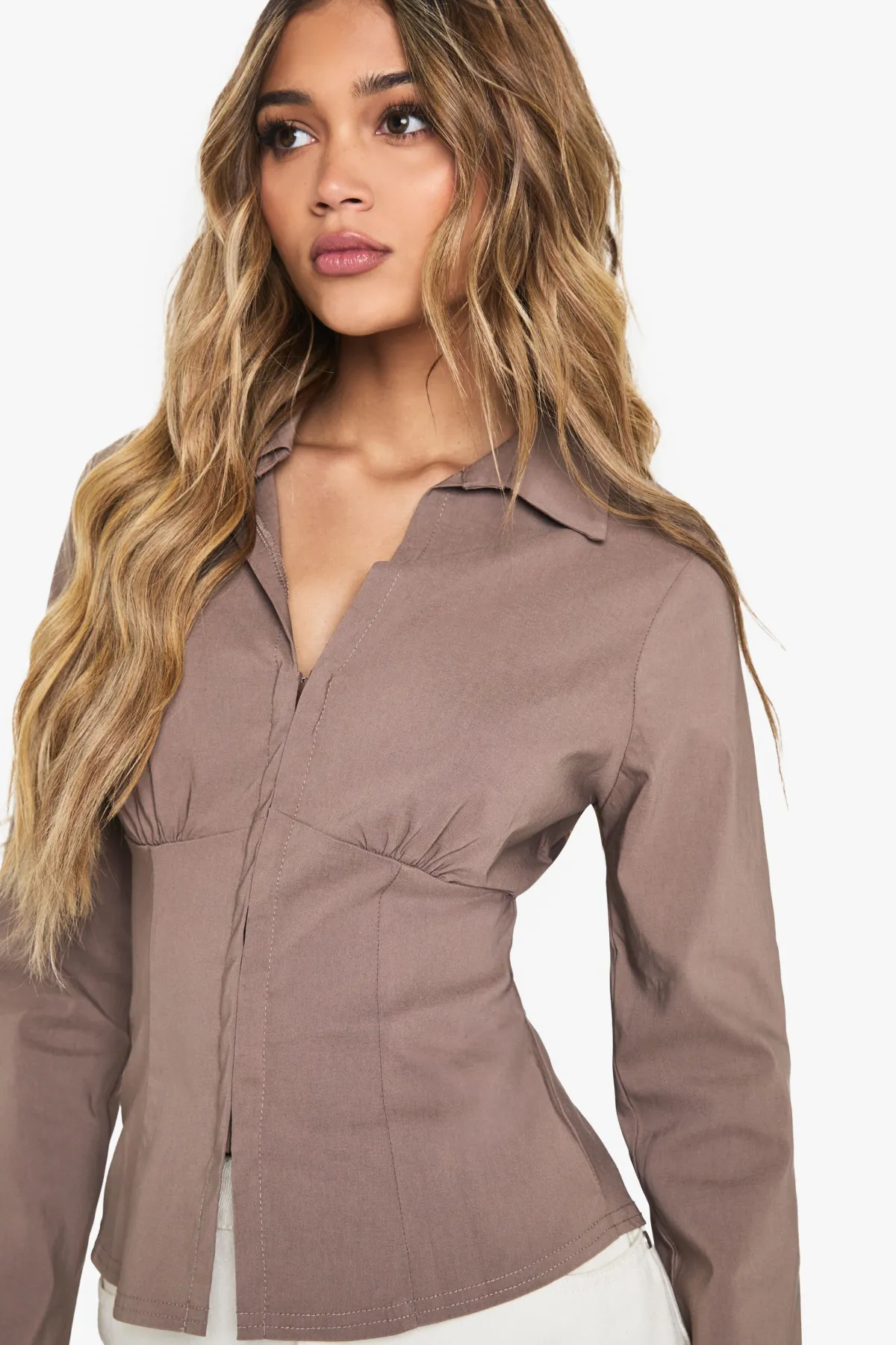 boohoo Bengaline Haut à col et fermeture crochets et œillets<Femme Tops
