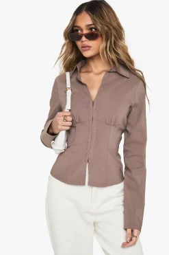 boohoo Bengaline Haut à col et fermeture crochets et œillets<Femme Tops