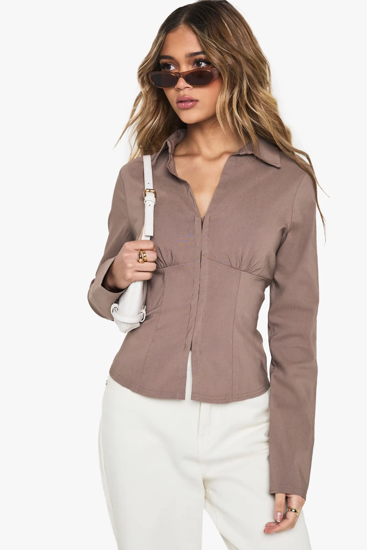 boohoo Bengaline Haut à col et fermeture crochets et œillets<Femme Tops