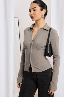 boohoo Bengaline Haut à col et fermeture crochets et œillets<Femme Tops