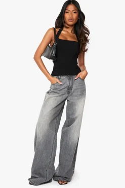 boohoo Bengaline Haut à encolure portefeuille et col carré<Femme Tops