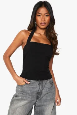 boohoo Bengaline Haut à encolure portefeuille et col carré<Femme Tops
