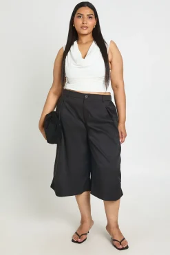 boohoo Bermuda Long Taille Haute Élastiquée Au Dos Coupe Ajustée Grande Taille<Femme Tailleurs|Shorts