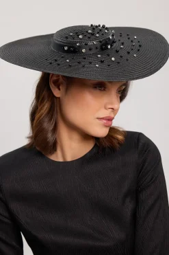 Bibi Style Canotier Avec Détail De Perles Dispersées