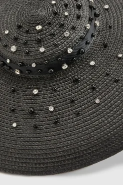 Bibi Style Canotier Avec Détail De Perles Dispersées