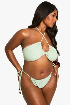 Bikini bandeau à perles pour grandes tailles