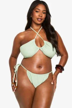 Bikini bandeau à perles pour grandes tailles