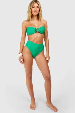 Bikini à détails dorés avec haut bandeau et bas taille haute