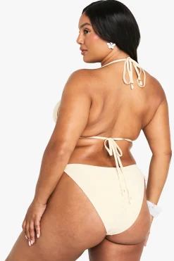 Bikini grande taille à garniture de coquillage, broderie, noué sur le devant, taille haute