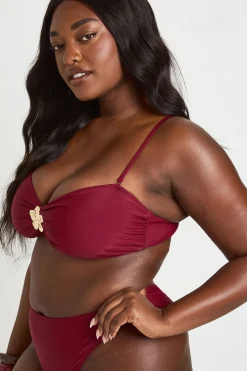 Bikini Grande Taille Haut Bandeau Et Bas Taille Haute Avec Ornements Dorés