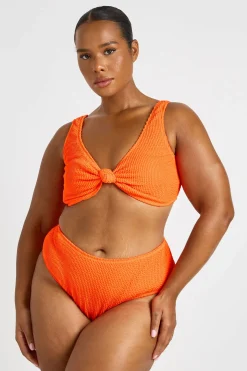 Bikini Grande Taille Haut Noué Plongeant Et Bas Taille Haute Effet Gaufré