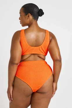 Bikini Grande Taille Haut Noué Plongeant Et Bas Taille Haute Effet Gaufré